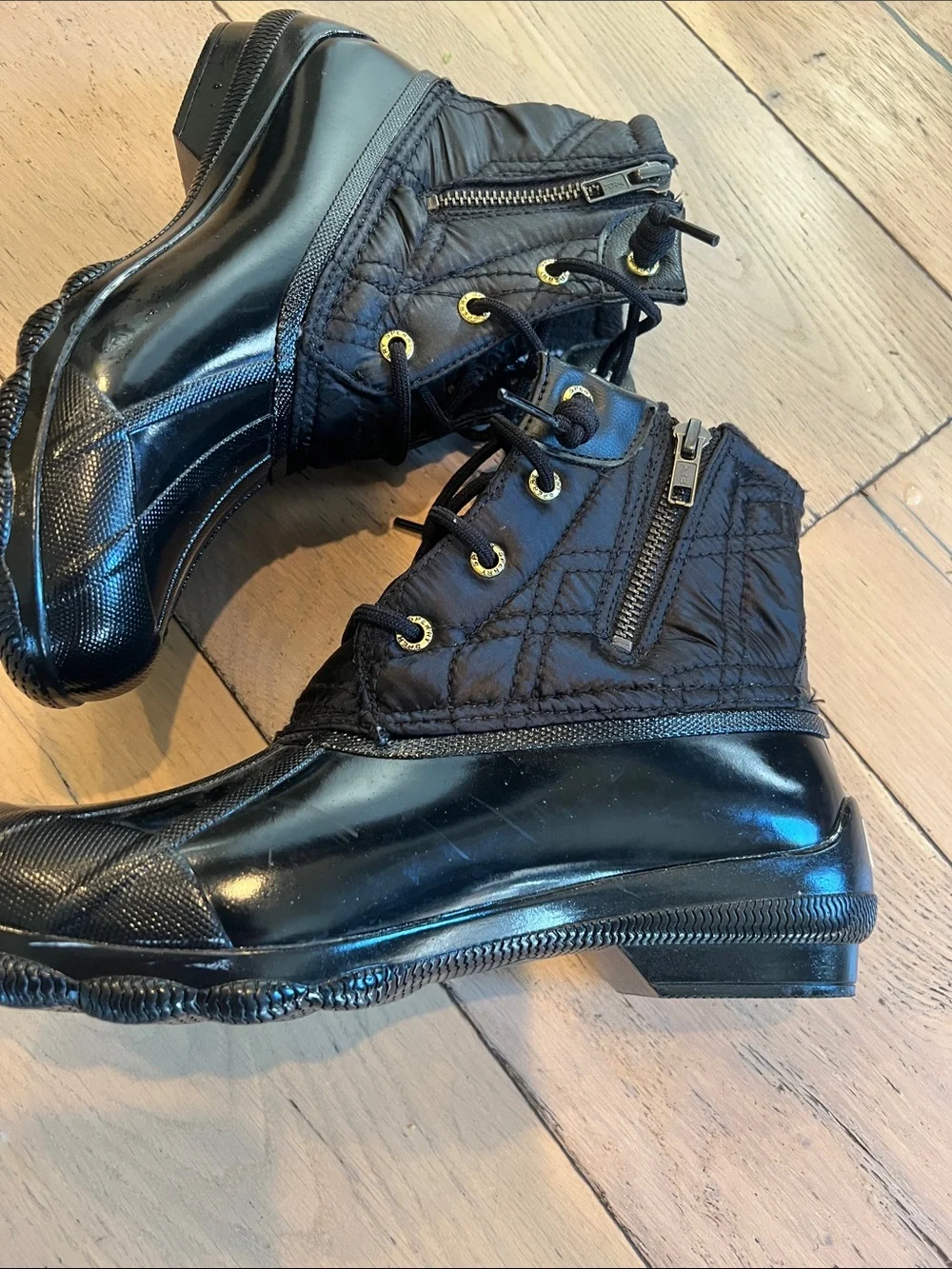 Sperry Black Lace-Up Rain & Snow Ankle Boots